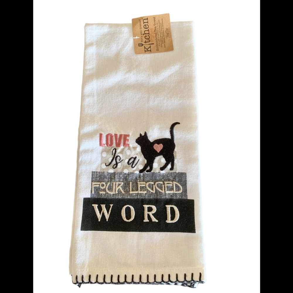 Embroidered Tea Towel for Cat Lovers